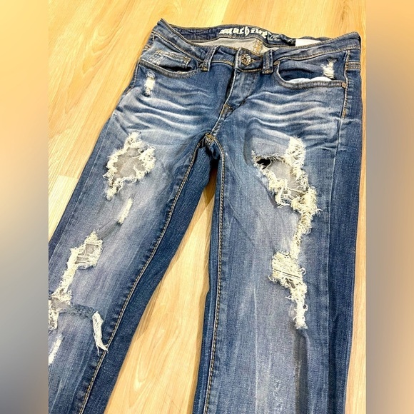 MACHINE Womens Jeans Destroyed Distressed Size 5 - Picture 3 of 10